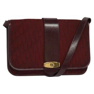Authentic Christian Dior Trotter Canvas Shoulder Bag Red